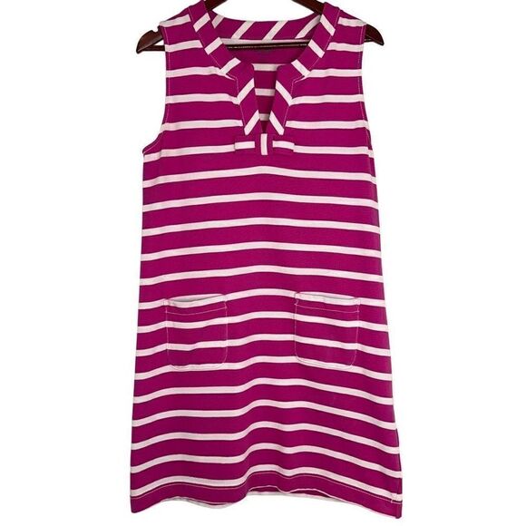 Kate Spade Tropez Stripe Shift Dress Womens XL Pink White Cotton Preppy Pockets - Picture 1 of 10
